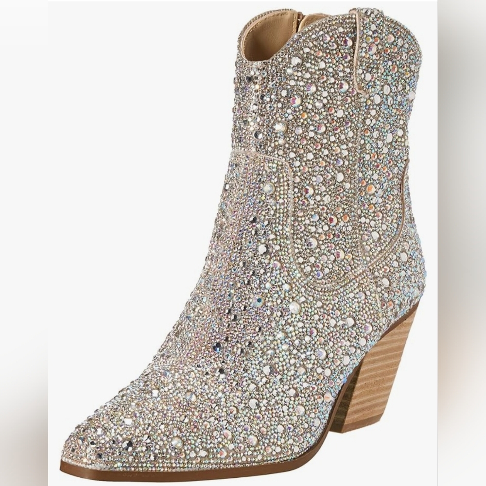 Betsey Johnson Diva Rhinestone Boots Size 9